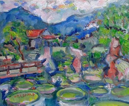 霸王蓮 2014.09.11 油畫 12F 作者: 廖繼英 LJI